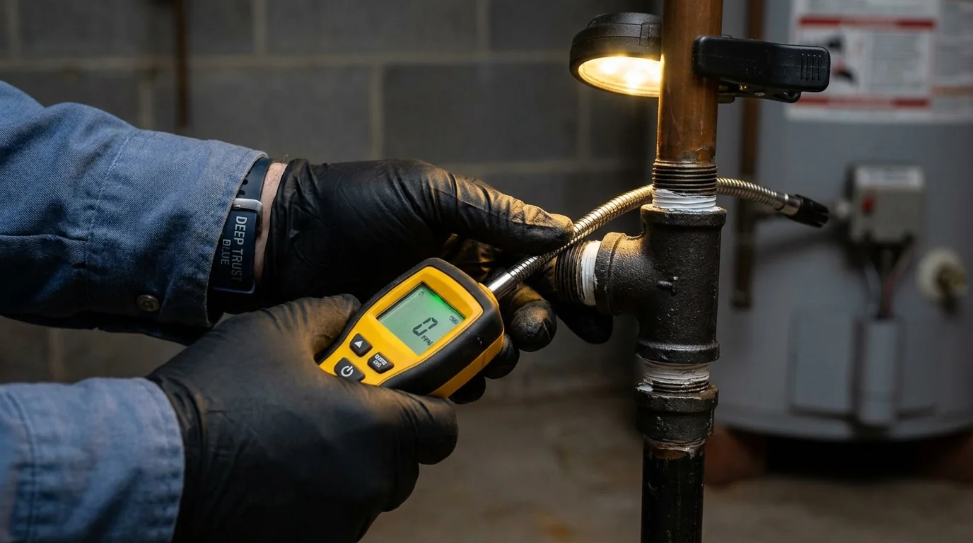 Gas leak detection with electronic sniffer by Johns Plumbing LLC in Lebec