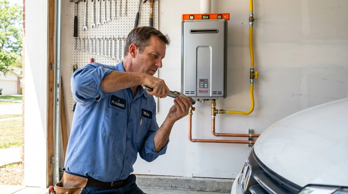 Tankless water heater installation by a Johns Plumbing LLC plumber in Lebec